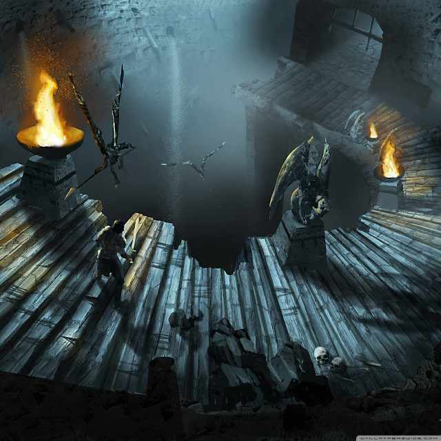 People firepit cave dragon group free wallpaper - medium preview image
