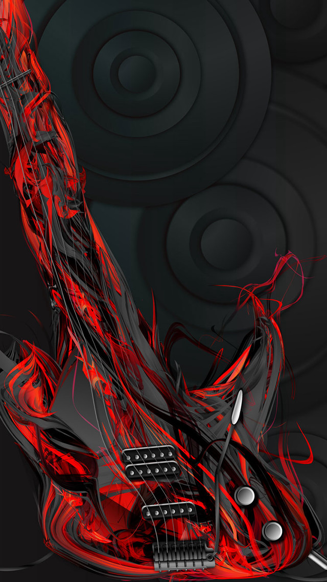 Guitar red flame black background free wallpaper - medium preview image