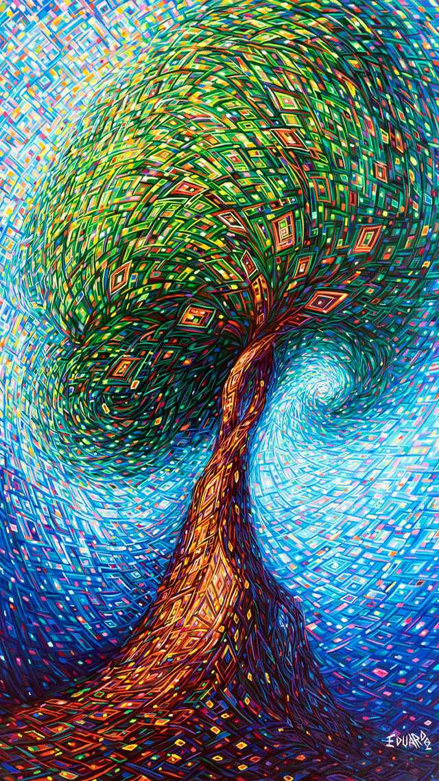 Tree spiral design trunk leaves free wallpaper - medium preview image