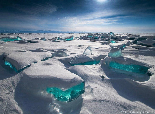 Ice blocks snow sun blue free wallpaper - medium preview image