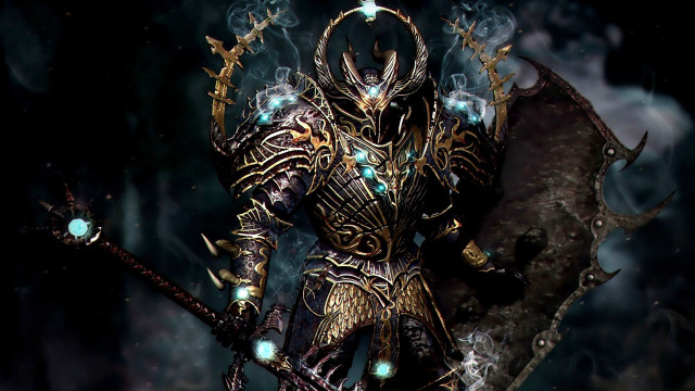Demonic creature glowing eyes sword free wallpaper - medium preview image