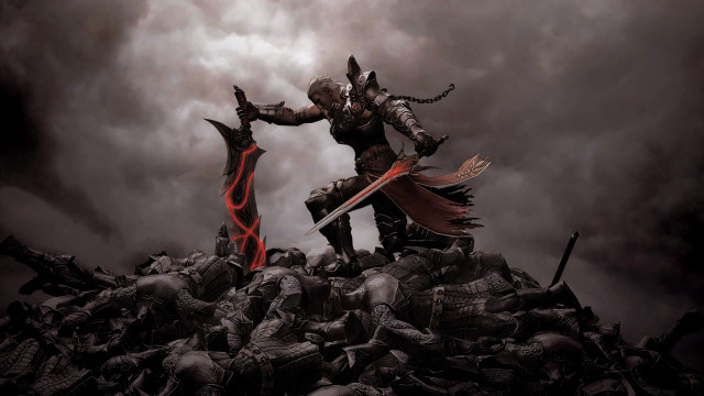 Man armor skulls sword shield free wallpaper - medium preview image