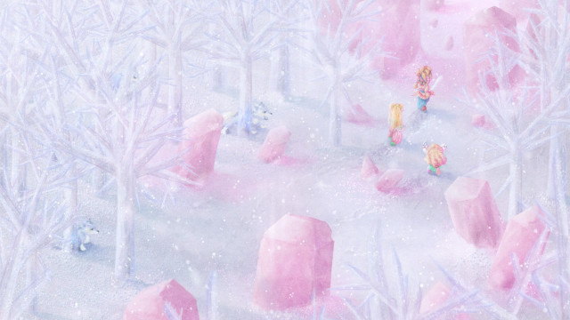 Snow scene girl dog trees free wallpaper - medium preview image