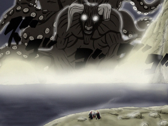 Giant octopus motorcycle man cartoon free wallpaper - medium preview image
