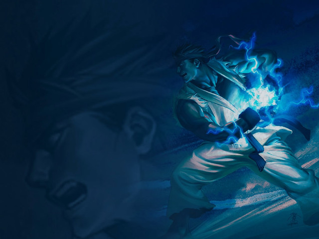Man blue light face background free wallpaper - medium preview image