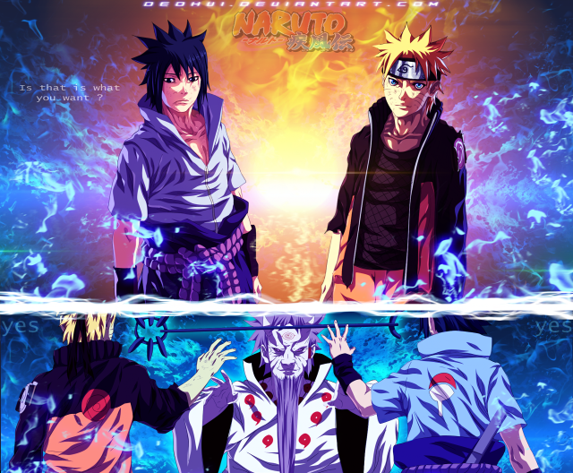 Anime characters fire water background free wallpaper for desktop - medium preview image