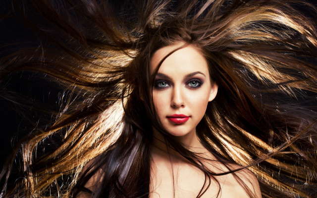 Woman long hair wind eyes #8 free wallpaper - medium preview image