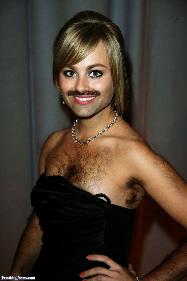 Woman mustache black dress smiling free wallpaper - medium preview image