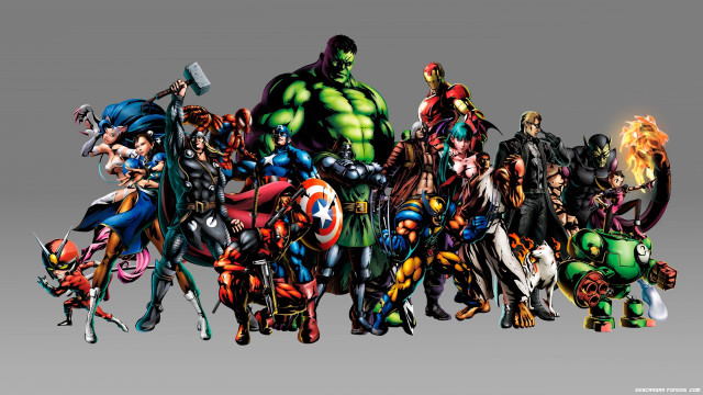 Cartoon characters group gray background free wallpaper - medium preview image