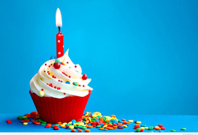 Cupcake candle sprinkles blue background #4 free wallpaper - medium preview image