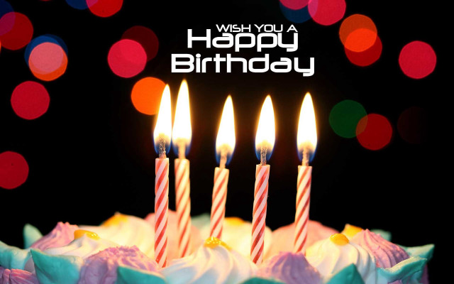 Birthday cake lit candles happy #2 free wallpaper - medium preview image