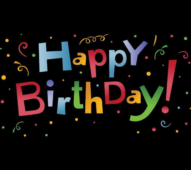 Happy birthday confetti streamers black free wallpaper - medium preview image