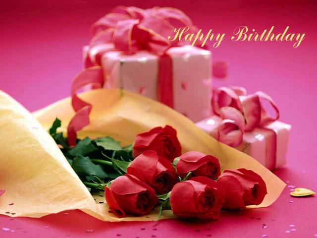 Roses table presents pink background #2 free wallpaper - medium preview image