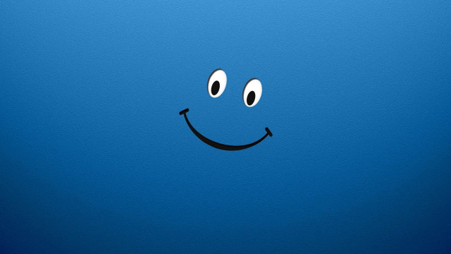 Blue background smiley face black #3 free wallpaper - medium preview image