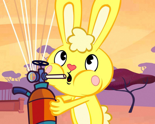Cartoon bunny fire extinguisher surprised free wallpaper - medium preview image