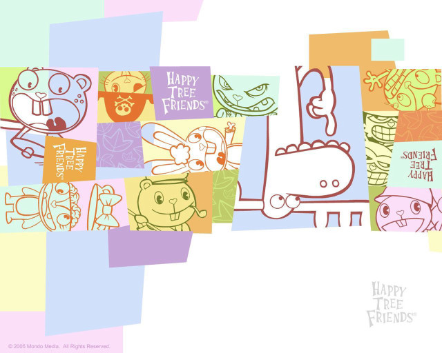 Colorful background cartoon characters happy free wallpaper - medium preview image