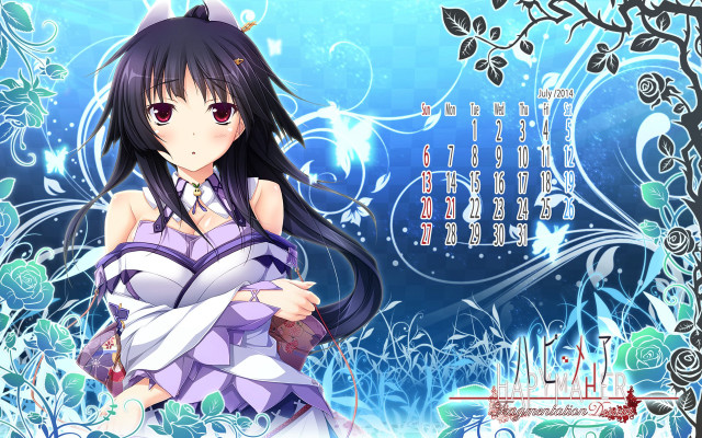 Anime girl black hair purple #2 free wallpaper for desktop - medium preview image