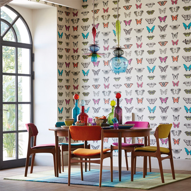 Dining room wallpaper colorful butterflies free wallpaper - medium preview image