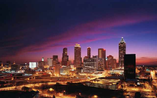 City skyline night purple sky #5 free wallpaper - medium preview image