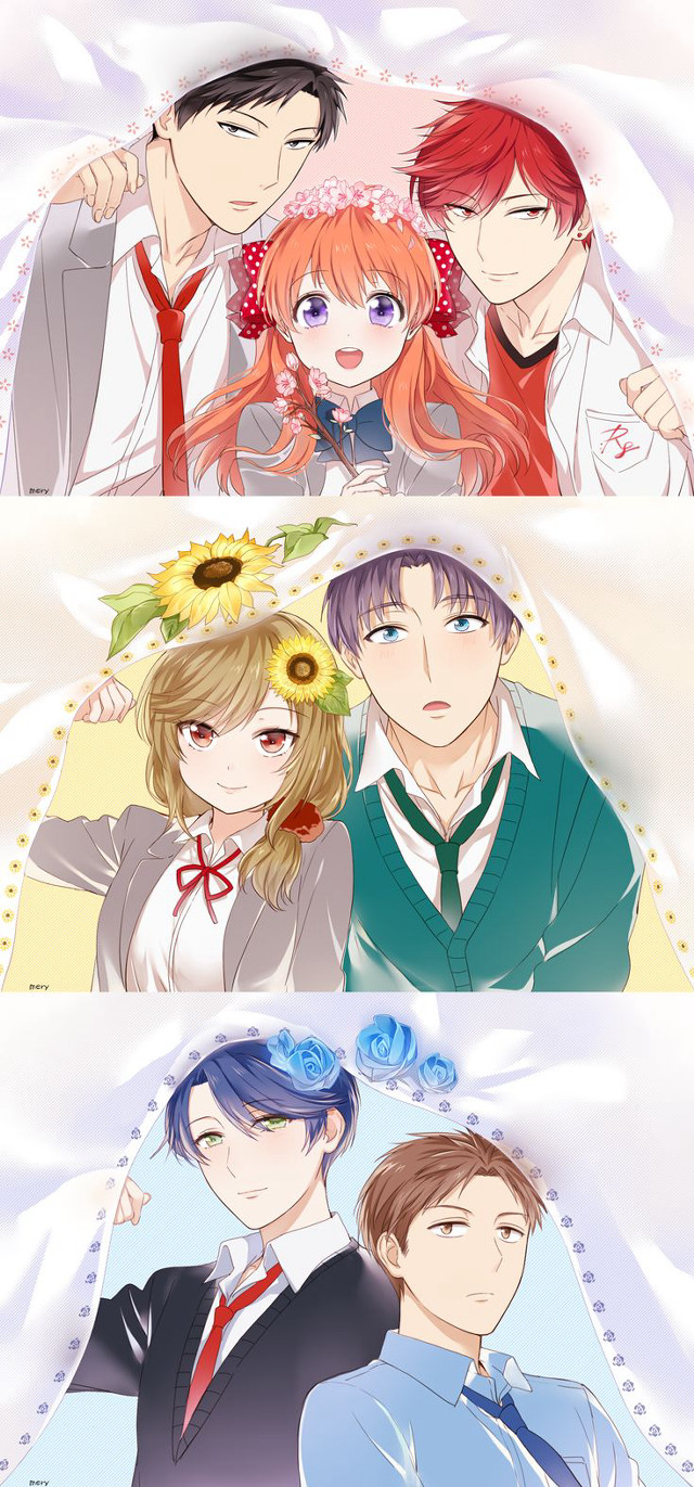 Anime couple expressions different faces free wallpaper - medium preview image