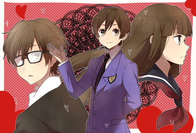 Anime couple heart background red free wallpaper - medium preview image