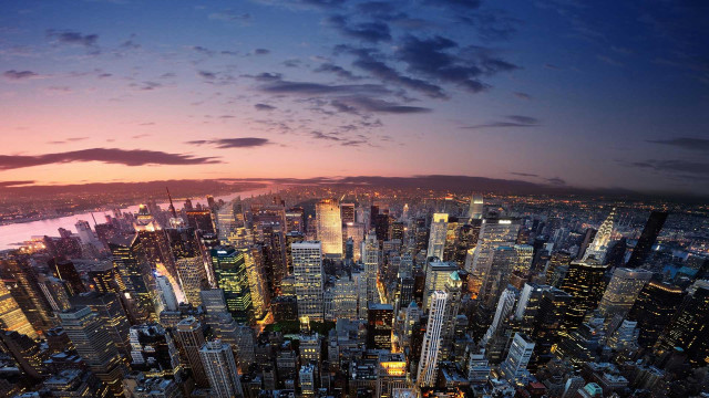 Cityscape night tall buildings pink free wallpaper - medium preview image