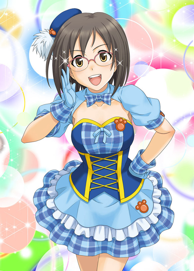Woman blue dress hat glasses free wallpaper - medium preview image