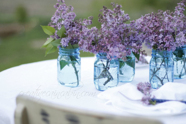 Table mason jars flowers napkin free wallpaper - medium preview image