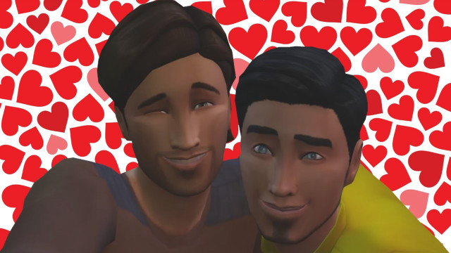 Two men hearts red background free wallpaper - medium preview image