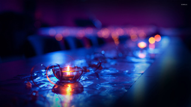 Candle lit table chairs background free wallpaper - medium preview image