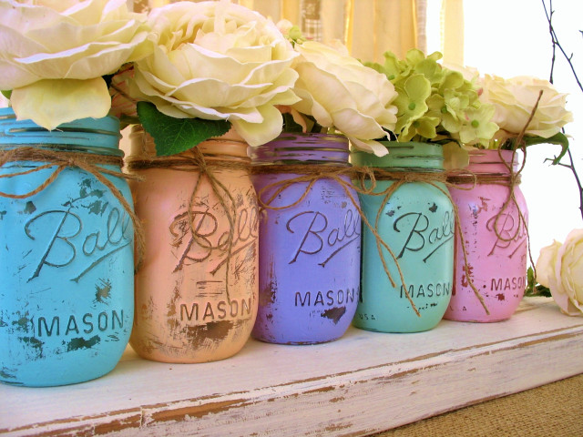 Mason jars flowers shelf window free wallpaper - medium preview image