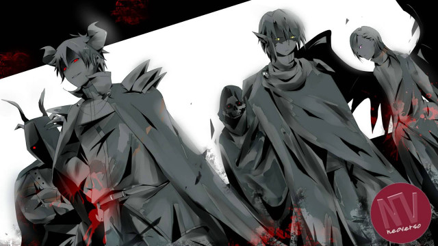 Demonic men group white wall free wallpaper - medium preview image