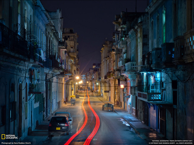 Street night car buildings cars free wallpaper for desktop - medium preview image