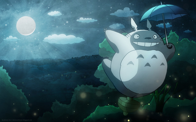 Cartoon character umbrella night sky free wallpaper - medium preview image
