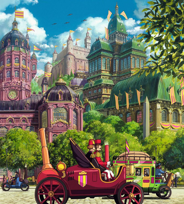 Cartoon man driving car castle #2 free wallpaper - medium preview image