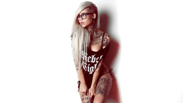 Woman tattoos glasses whitewall gothic free wallpaper - medium preview image
