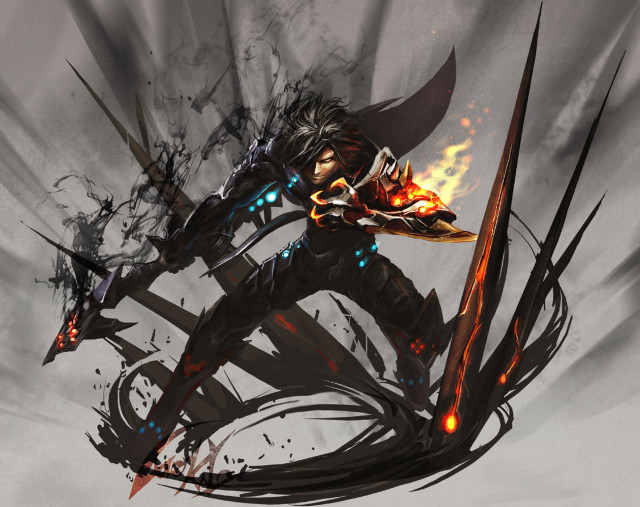 Demon warrior flames wings sword free wallpaper - medium preview image