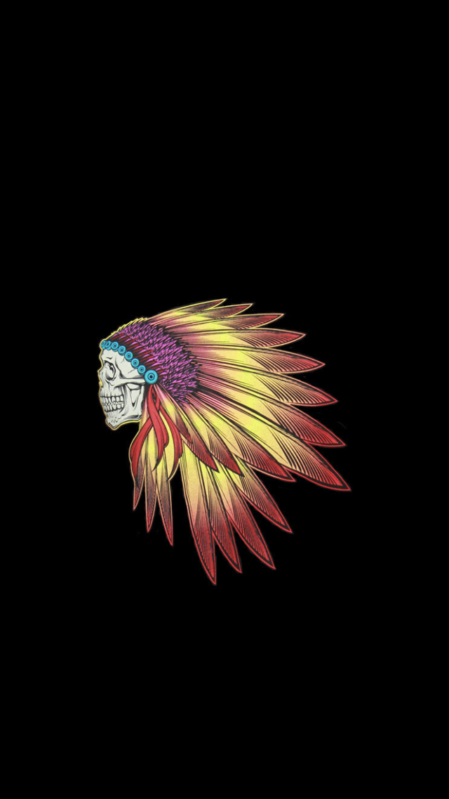 Skull colorful headdress dark background free wallpaper - medium preview image