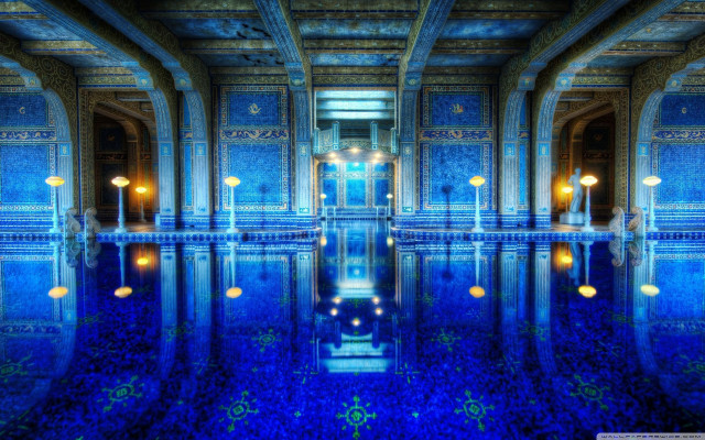 Large pool blue tiled wall free wallpaper - medium preview image