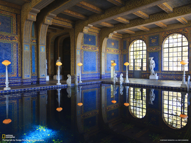 Large pool statue window wall free wallpaper - medium preview image