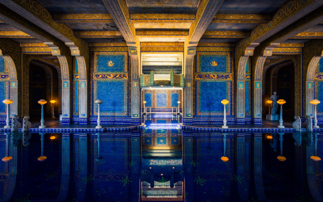 Large pool building reflection lights free wallpaper - medium preview image