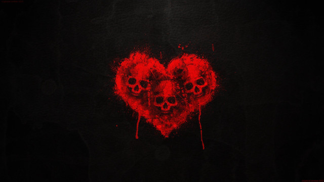 Red heart skulls blood splatters free wallpaper - medium preview image