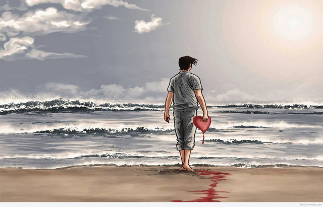 Man beach ocean heart shaped free wallpaper - medium preview image