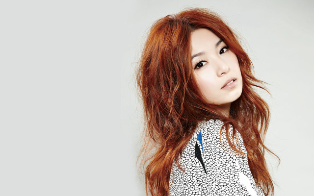 Woman red hair white shirt #10 free wallpaper - medium preview image