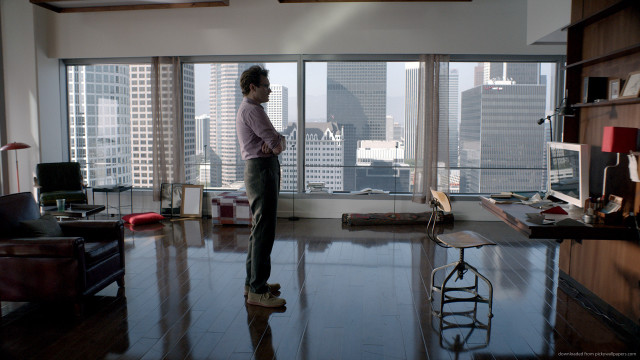 Man standing living room window free wallpaper - medium preview image