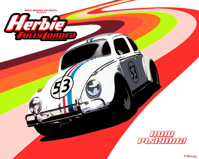 White vw bug colorful road free wallpaper - medium preview image
