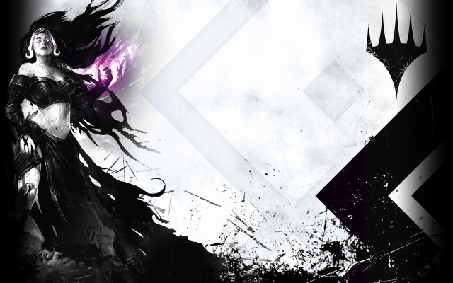 Woman blackdress purplehair glowing purpleeyes free wallpaper - medium preview image