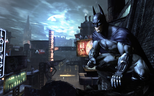 Batman city neon sign dark free wallpaper - medium preview image