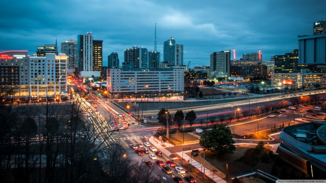 City skyline busy street freeway #2 free wallpaper - medium preview image