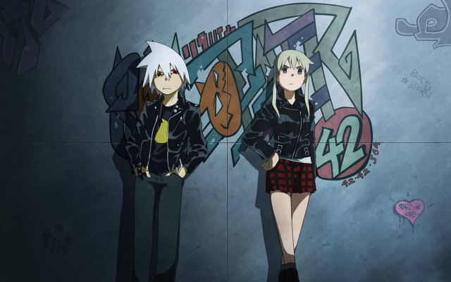 Anime characters graffiti peace sign free wallpaper - medium preview image